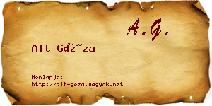 Alt Géza névjegykártya